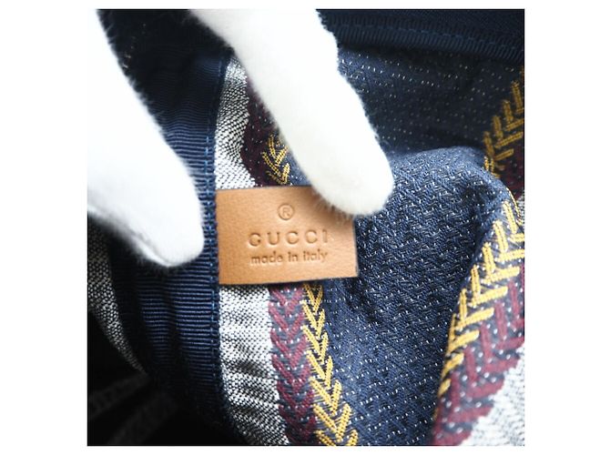 GUCCI Embroidered Canvas Large Pouch Multiple colors Navy blue - view 11