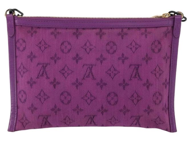 Louis Vuitton Double Flat Messenger Limited Edition Logo Story Monogram Canvas and Denim Multicolore - vista 2