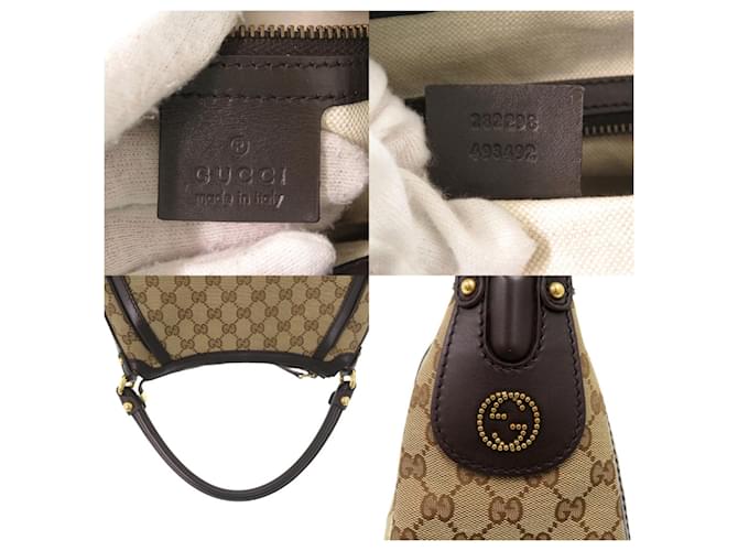 Borsa a spalla Gucci Beige Marrone scuro - vista 6