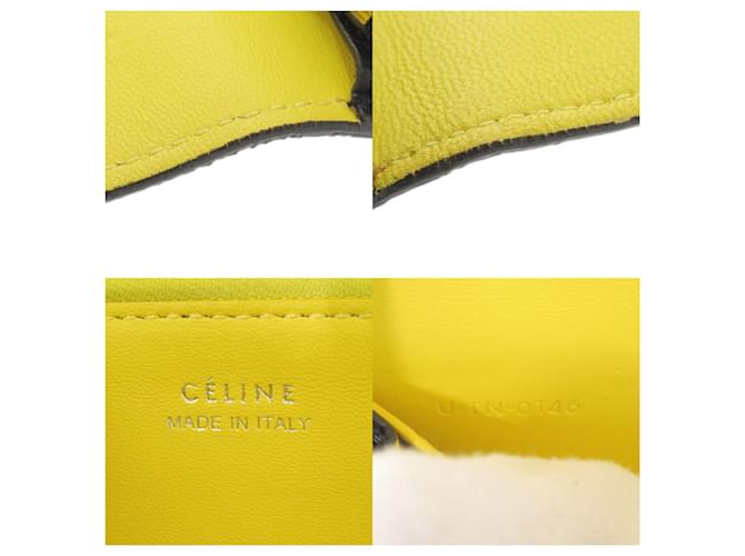 Céline Celine Large Flap Multi-Function Leather Long Wallet Black Yellow - view 8