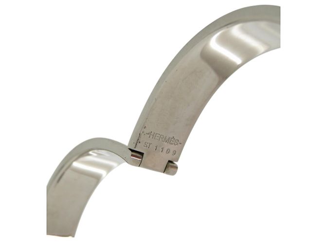 Bracciale in metallo smaltato Click Aneau di Hermès Nero Argento - vista 5