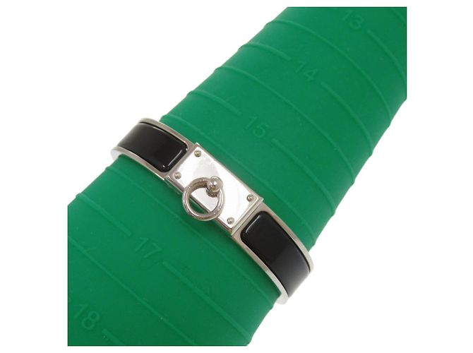 Bracciale in metallo smaltato Click Aneau di Hermès Nero Argento - vista 6