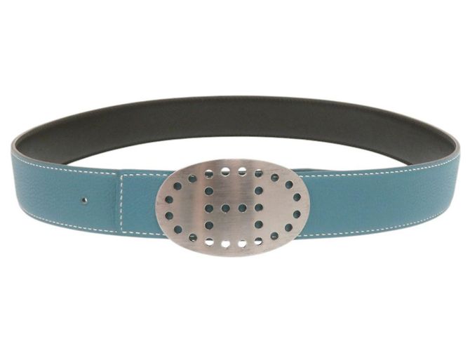 Cintura Hermès Evelyne Blu Jeans Argento - vista 4