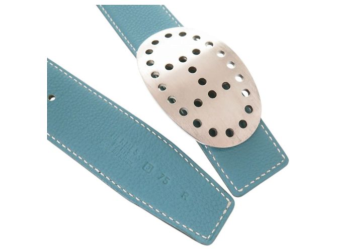 Cintura Hermès Evelyne Blu Jeans Argento - vista 5