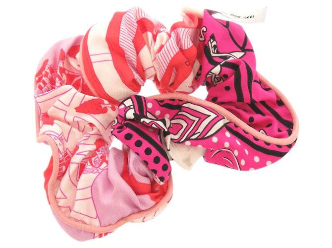 Hermès Claudia Seiden-Haargummi in Multicolor Pink Mehrfarben - Ansicht 2