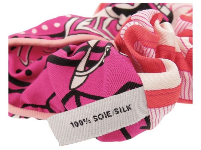Hermès Claudia Seiden-Haargummi in Multicolor Pink Mehrfarben - Ansicht 4