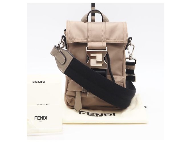 Borsa a Spalla in Nylon Fendi Zucca Fendines Beige - vista 2