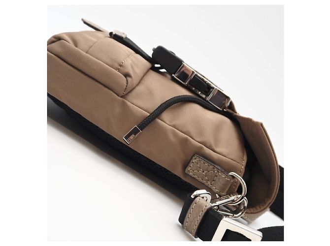 Borsa a Spalla in Nylon Fendi Zucca Fendines Beige - vista 5
