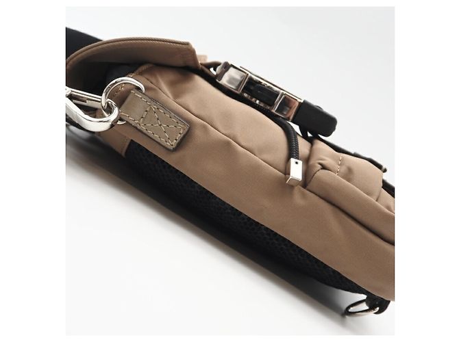 Borsa a Spalla in Nylon Fendi Zucca Fendines Beige - vista 6
