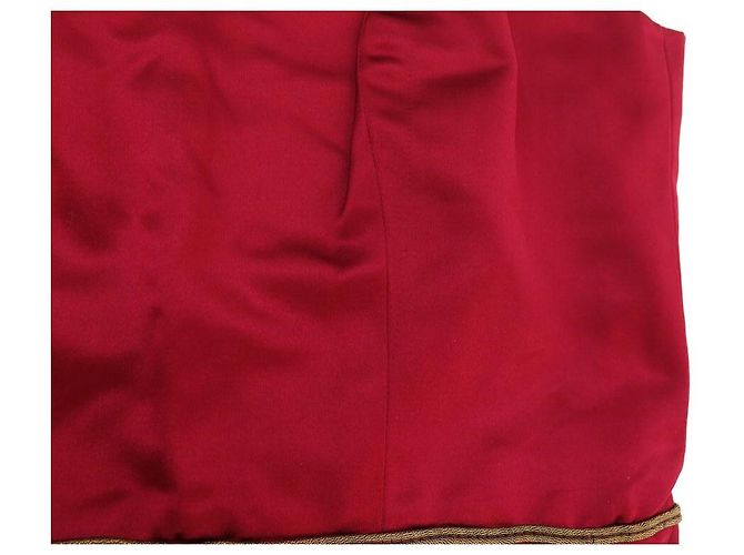 VESTIDO SIN MANGAS CHANEL BOTÓN GRIPOIX P37348 M 40 SEDA ROJA 5900E - vista 11
