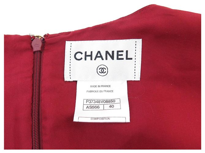 VESTIDO SIN MANGAS CHANEL BOTÓN GRIPOIX P37348 M 40 SEDA ROJA 5900E - vista 5