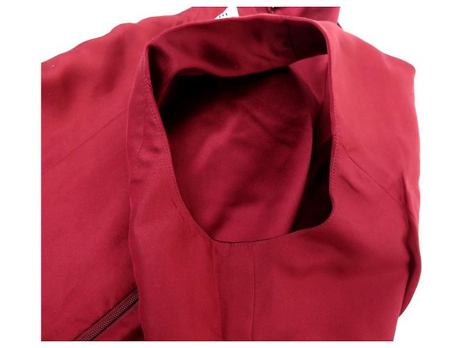 VESTIDO SIN MANGAS CHANEL BOTÓN GRIPOIX P37348 M 40 SEDA ROJA 5900E - vista 9