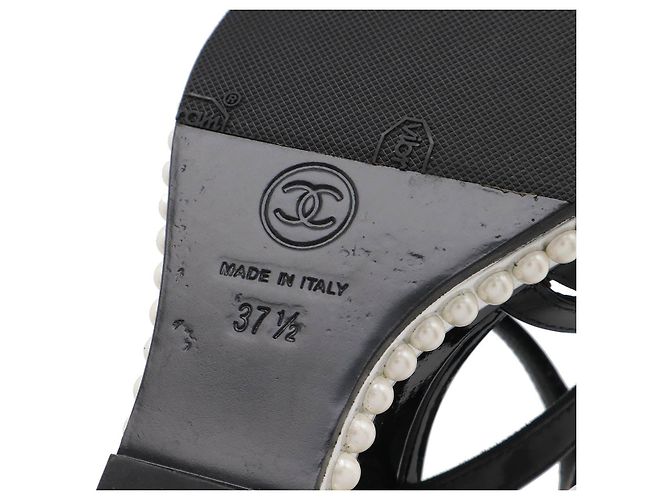 Timeless Chanel Lackleder Wedge Sandalen Schwarz - Ansicht 6