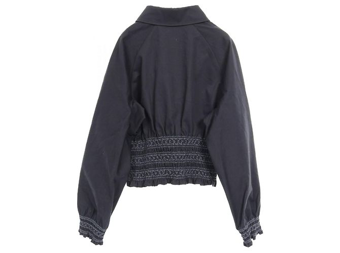 Chaqueta de algodón bordada con smocks de Hermès Azul Azul marino - vista 2
