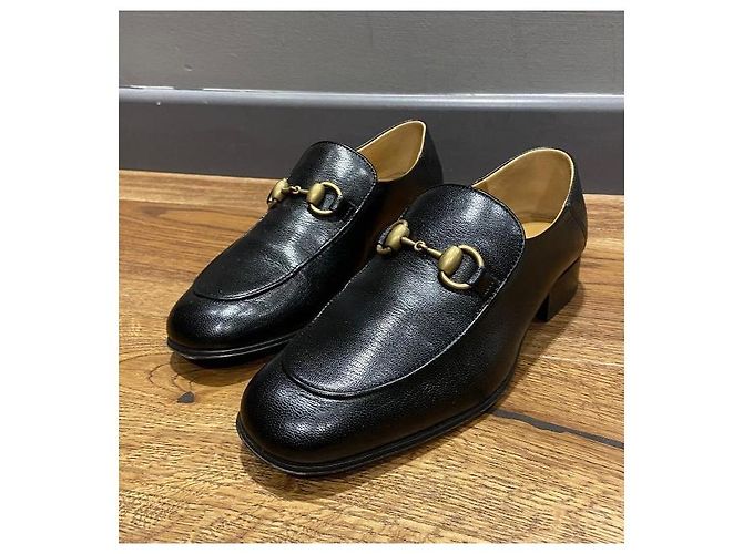 Mocassini in pelle nera Horsebit Gucci Nero - vista 2