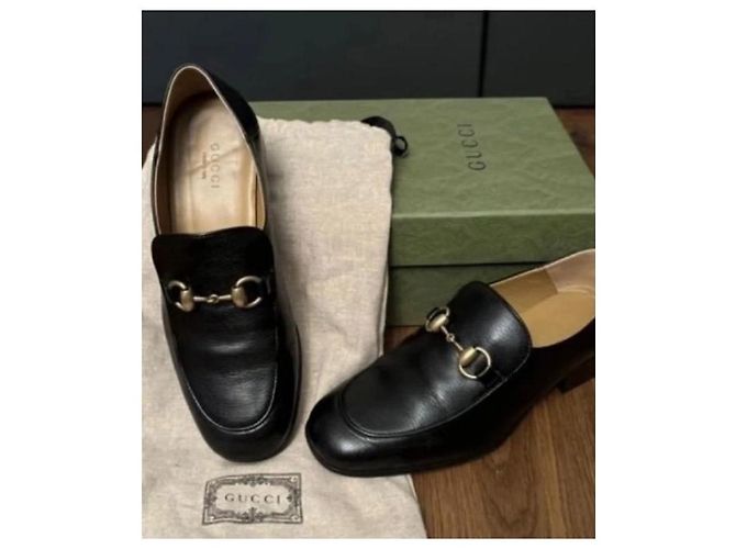 Mocassini in pelle nera Horsebit Gucci Nero - vista 5
