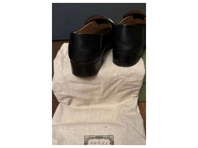 Mocassini in pelle nera Horsebit Gucci Nero - vista 6