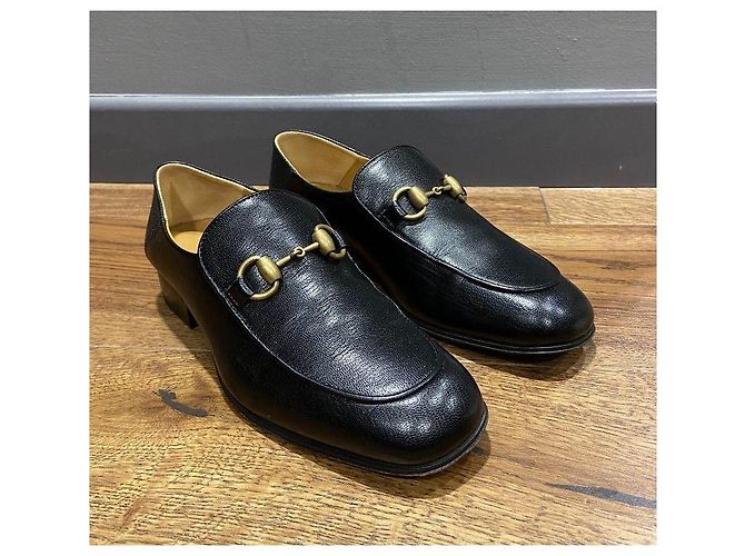 Mocassini in pelle nera Horsebit Gucci Nero - vista 7
