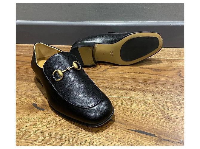Mocassini in pelle nera Horsebit Gucci Nero - vista 8