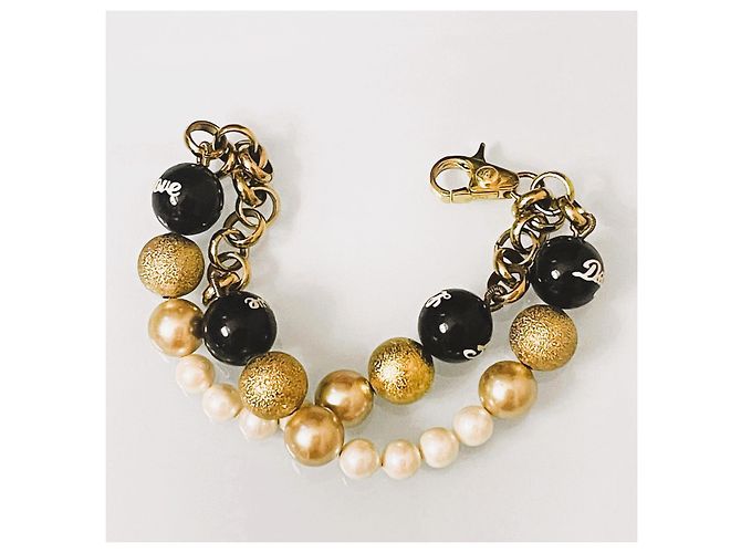 Bracciale catena doppia DOLCE & GABBANA con perle bianche, oro, nere Nero D'oro - vista 11