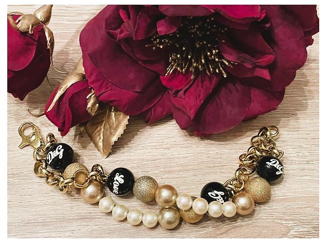 Bracciale catena doppia DOLCE & GABBANA con perle bianche, oro, nere Nero D'oro - vista 4