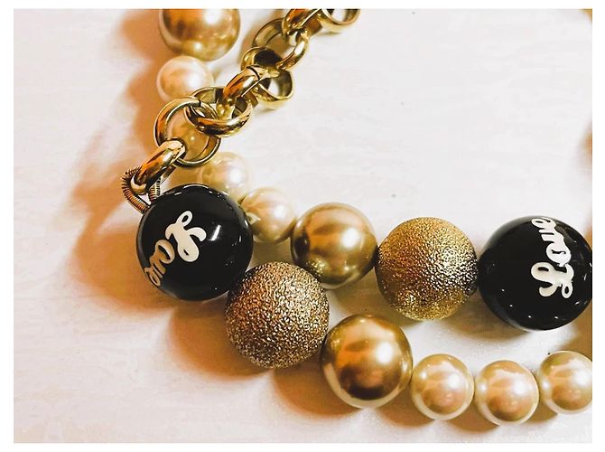 Bracciale catena doppia DOLCE & GABBANA con perle bianche, oro, nere Nero D'oro - vista 5