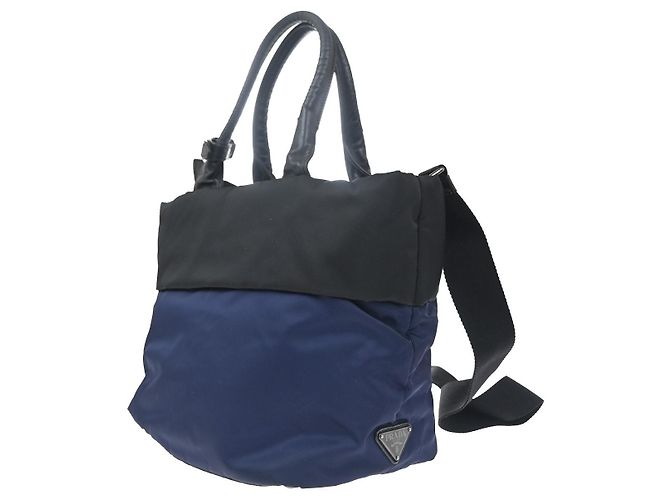 Prada Tote Doppio Convertibile Tessuto Piccolo Nero - vista 4