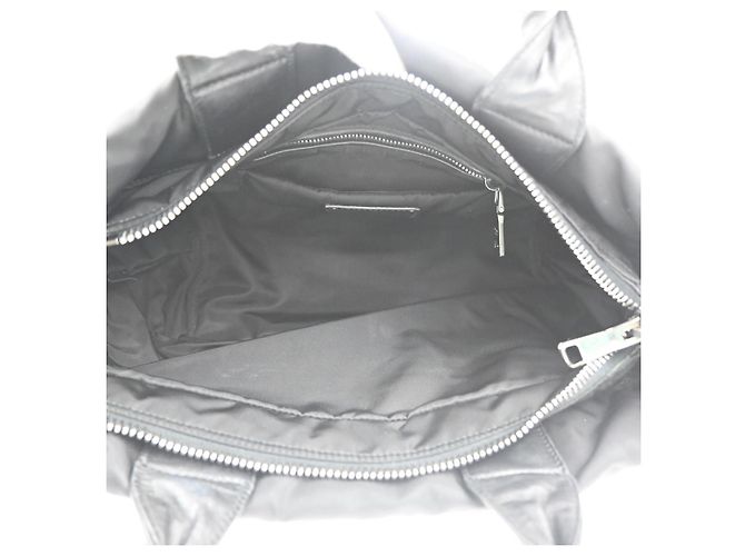 Prada Tote Doppio Convertibile Tessuto Piccolo Nero - vista 5