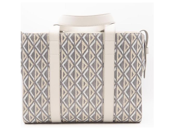 Bolsa tote de couro cinza e branco Christian Dior Marrom - vista 3