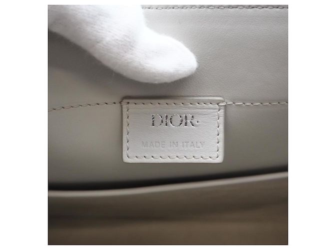 Bolsa tote de couro cinza e branco Christian Dior Marrom - vista 9