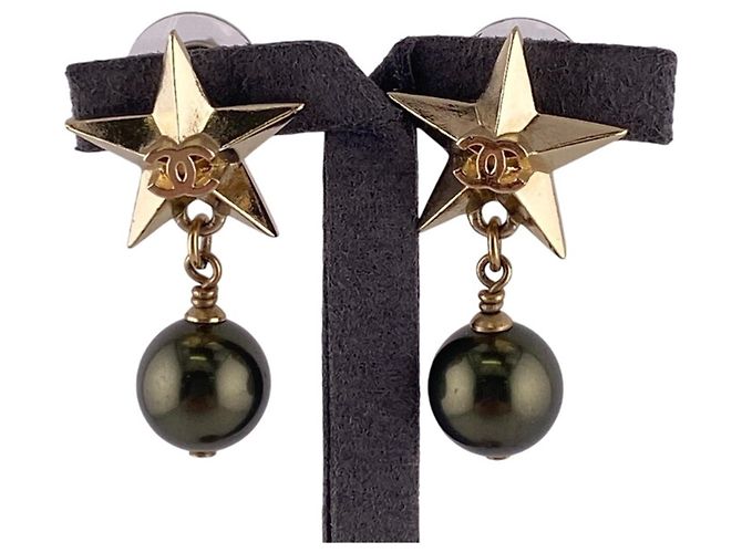 Orecchini a perla stella Coco Mark A17C di Chanel D'oro Verde - vista 3