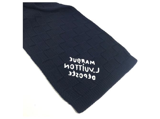 Sciarpa in lana bicolore Damies Snugg di Louis Vuitton Bianco Blu navy - vista 10