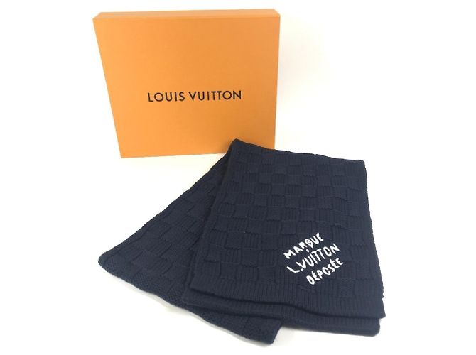 Sciarpa in lana bicolore Damies Snugg di Louis Vuitton Bianco Blu navy - vista 12