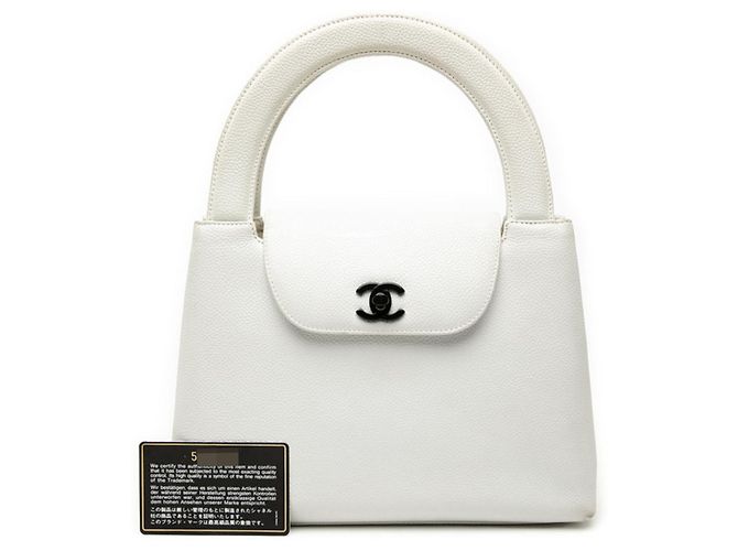 Borsa in pelle bianca Chanel Coco Mark Bianco - vista 8