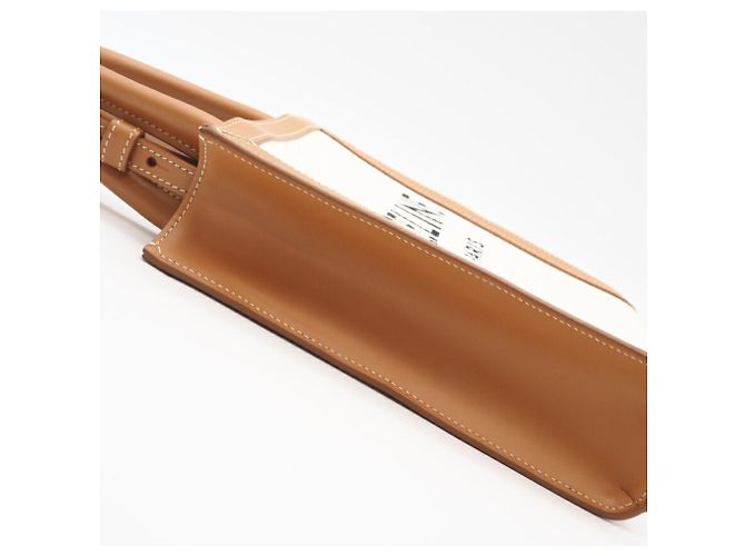 Céline Borsa a spalla cabas verticale mini in tela Celine Marrone Bianco - vista 5