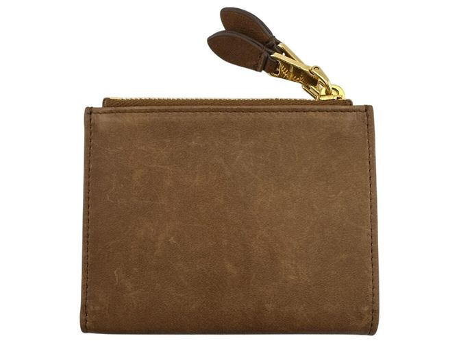 Cartera bifold marrón con logo en relieve Miu Miu Castaño - vista 2