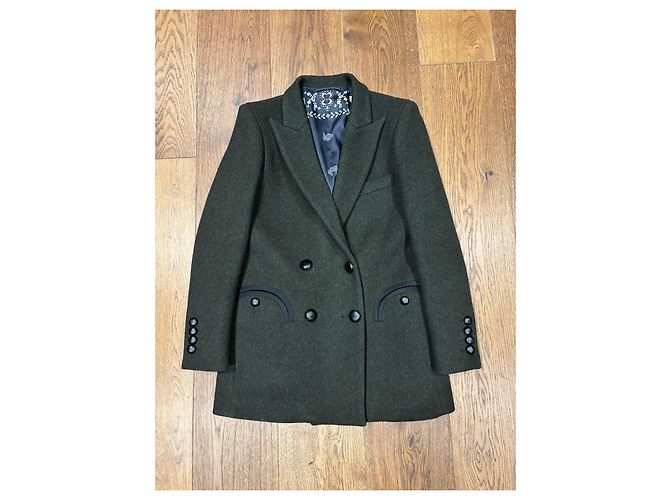 Autre Marque Blaze Milano Abrigo de Lana de Doble Botonadura Verde Oscuro - vista 5