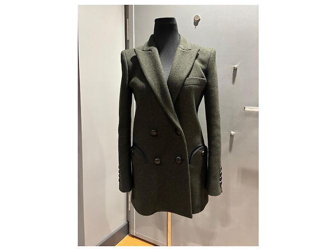 Autre Marque Blaze Milano Abrigo de Lana de Doble Botonadura Verde Oscuro - vista 6