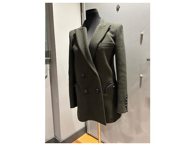 Autre Marque Blaze Milano Abrigo de Lana de Doble Botonadura Verde Oscuro - vista 7