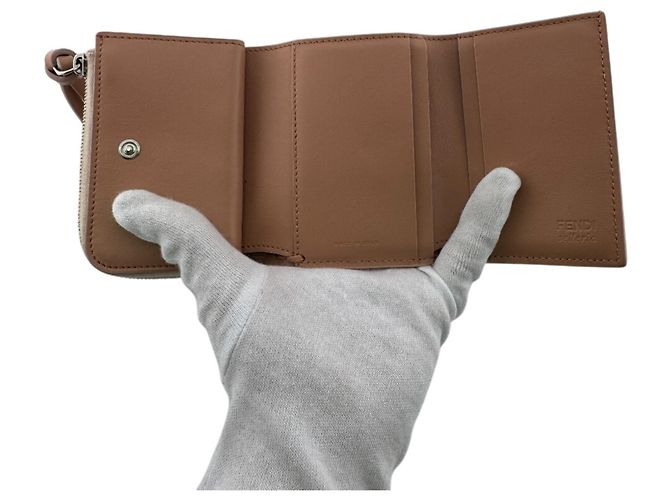 Fendi Pink Peekaboo Micro Topstitch Tri-fold Wallet - view 9