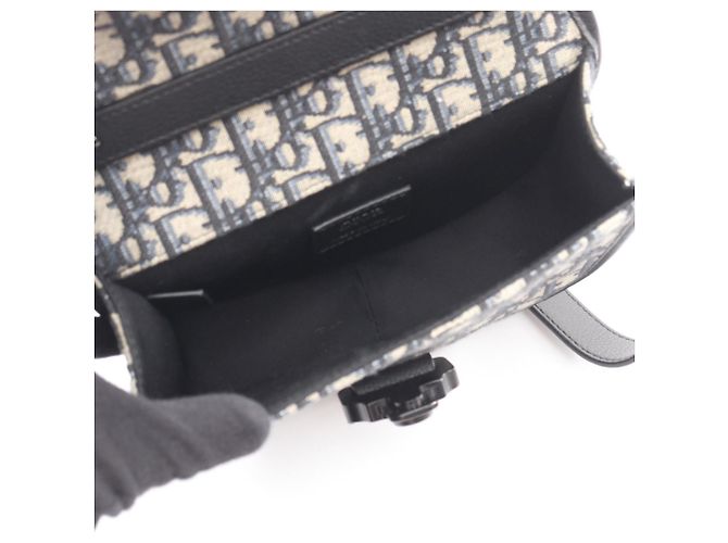 Borsa a Spalla Dior GALLOP Oblique di Christian Dior Nero Blu Beige - vista 3