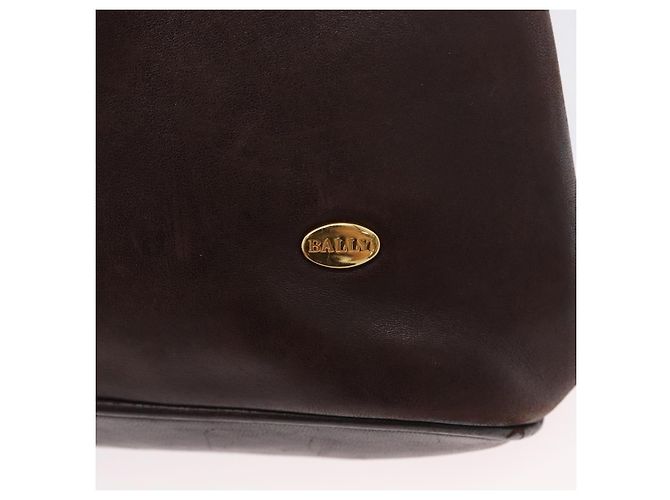BALLY Borsa a Spalla in Pelle Marrone Scuro Oro Auth ka2757 D'oro - vista 15
