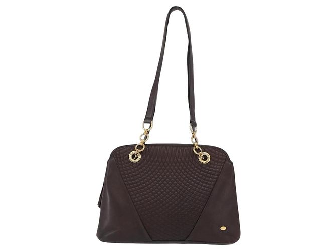 BALLY Borsa a Spalla in Pelle Marrone Scuro Oro Auth ka2757 D'oro - vista 2