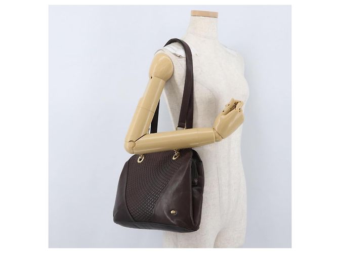 BALLY Borsa a Spalla in Pelle Marrone Scuro Oro Auth ka2757 D'oro - vista 23