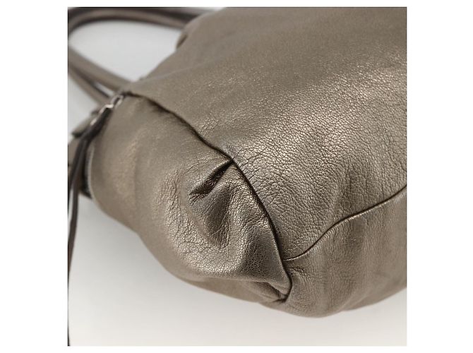 Borsa a mano Gancini in pelle bianca e argento di Salvatore Ferragamo Auth LNZ426 Bianco - vista 11
