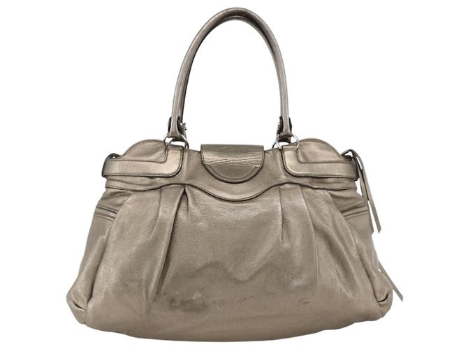 Borsa a mano Gancini in pelle bianca e argento di Salvatore Ferragamo Auth LNZ426 Bianco - vista 3