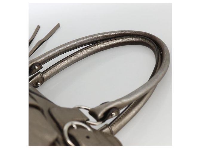 Borsa a mano Gancini in pelle bianca e argento di Salvatore Ferragamo Auth LNZ426 Bianco - vista 8