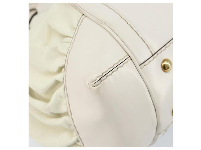 Borsa a mano in pelle bianca e oro GUCCI 189883 Auth ka2690 Bianco D'oro - vista 11