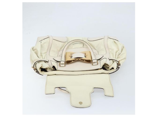 Borsa a mano in pelle bianca e oro GUCCI 189883 Auth ka2690 Bianco D'oro - vista 15