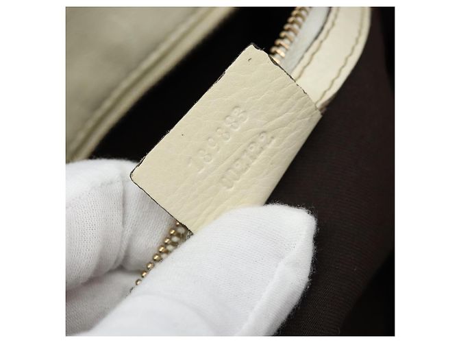 Borsa a mano in pelle bianca e oro GUCCI 189883 Auth ka2690 Bianco D'oro - vista 22